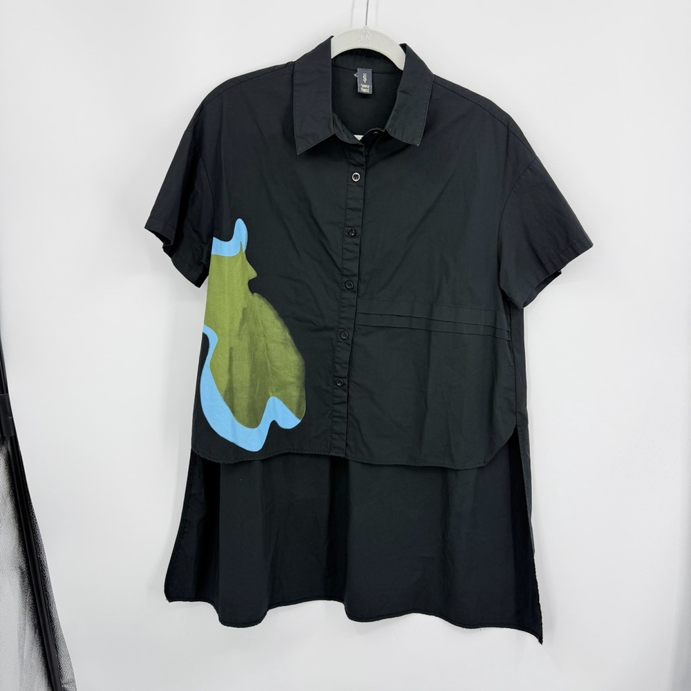 Simply Vanité Vanite Couture button top black blue green OS‎ hi lo hem